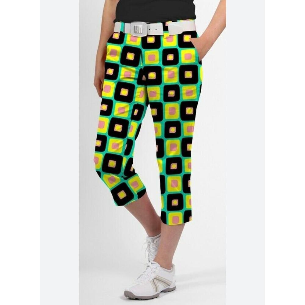 Loudmouth Ladies Couch Potato Geometric Pattern Cropped Golf Pants 10